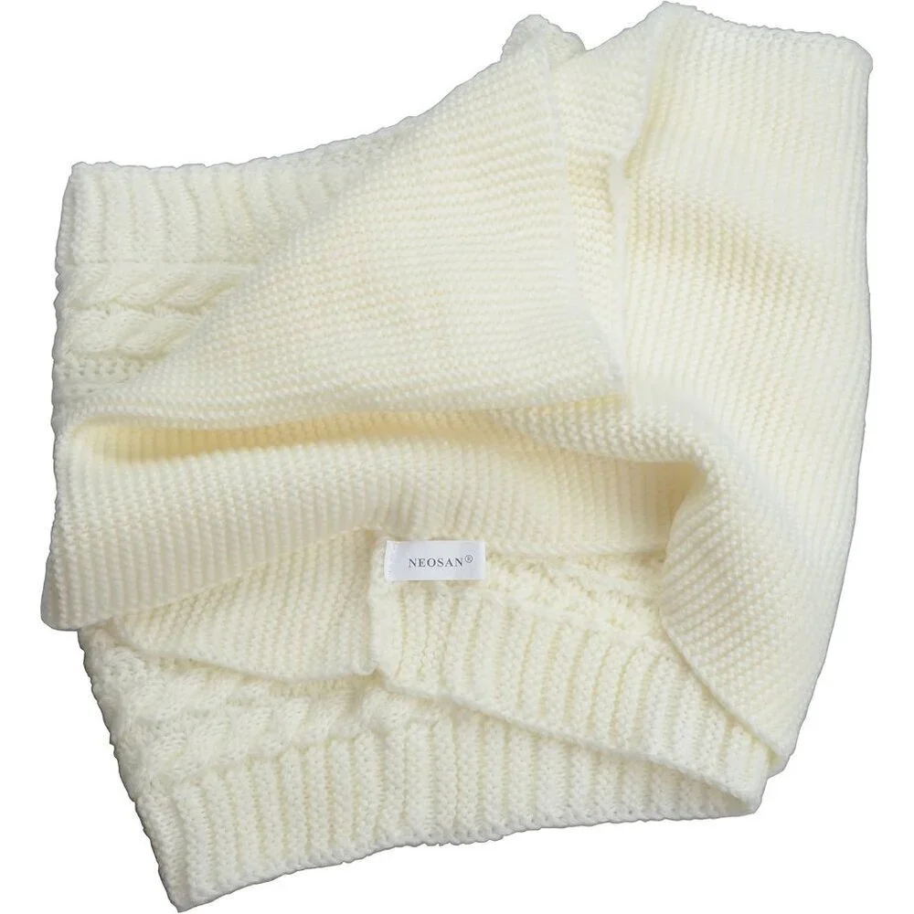 Women's Crochet White Thick Ribbed Knit Winter Infinity Circle Loop Scarf